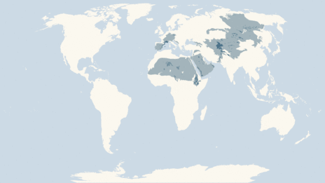 Map showing the distribution of the Ibex and goats taxa