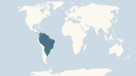 Map showing the distribution of the Capybara taxa