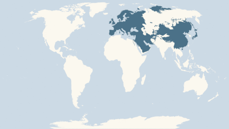 Map showing the distribution of the Carrion crow taxa