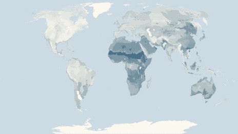 Map showing the distribution of the Plovers and lapwings taxa