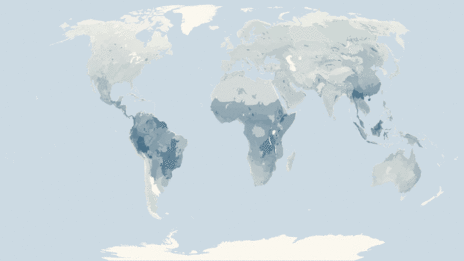 Map showing the distribution of the Vertebrates taxa