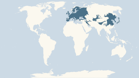 Map showing the distribution of the Pheasant taxa