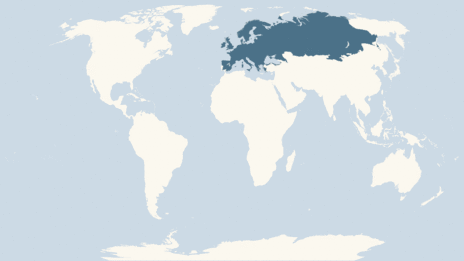 Map showing the distribution of the Common shrew taxa