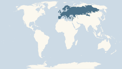 Map showing the distribution of the Common toad taxa