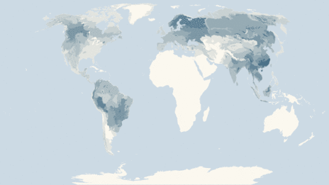 Map showing the distribution of the Deer taxa