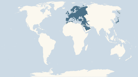 Map showing the distribution of the Dunnock taxa