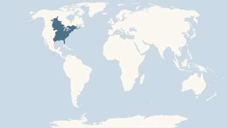 Map showing the distribution of the Grey squirrel taxa