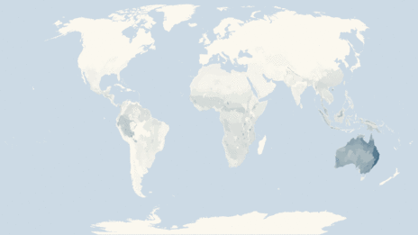Map showing the distribution of the Cobras, kraits and coral snakes taxa