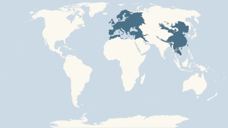 Map showing the distribution of the Jay taxa