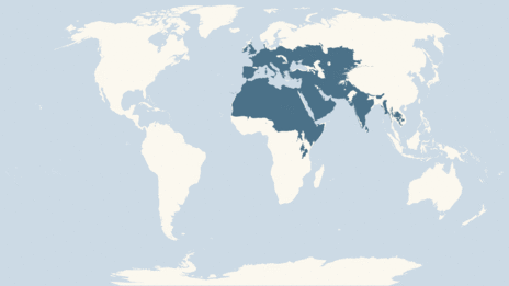 Map showing the distribution of the Stone curlew taxa