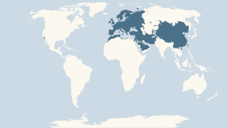 Map showing the distribution of the Magpie taxa