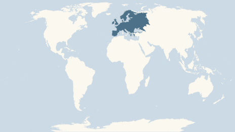 Map showing the distribution of the Fallow deer taxa