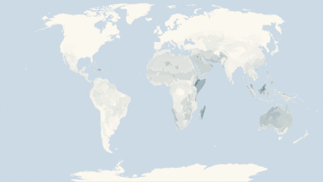 Map showing the distribution of the Geckos taxa