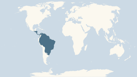 Map showing the distribution of the Giant anteater taxa