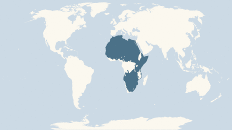 Map showing the distribution of the Giraffe taxa