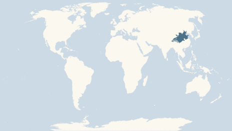 Map showing the distribution of the Golden snub-nosed monkey taxa