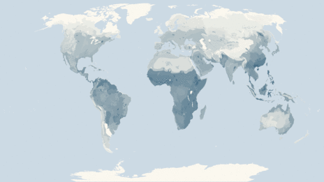 Map showing the distribution of the Herons, egrets and bitterns taxa