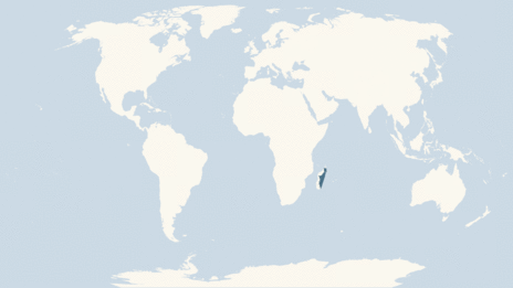 Map showing the distribution of the Indri taxa