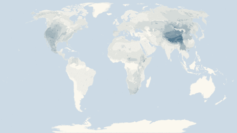 Map showing the distribution of the Hares, rabbits and pikas taxa