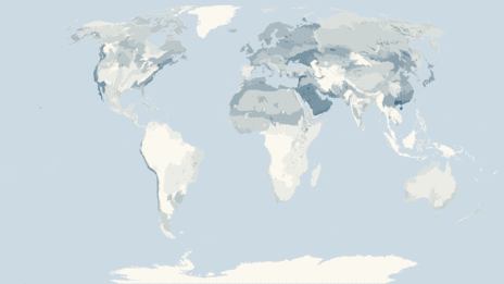 Map showing the distribution of the Gulls taxa