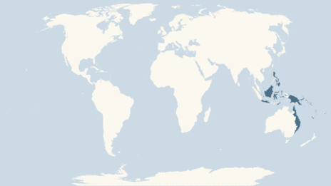 Map showing the distribution of the Little bent-wing bat taxa