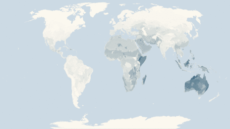 Map showing the distribution of the Lizards taxa