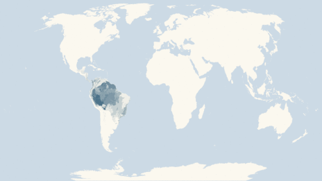 Map showing the distribution of the Manakins taxa