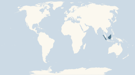 Map showing the distribution of the Orangutans taxa