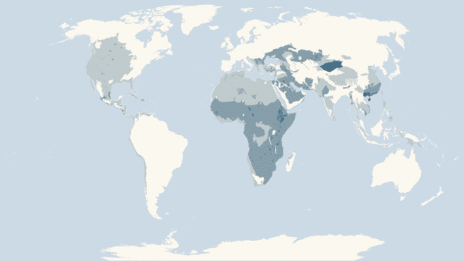 Map showing the distribution of the Pelicans taxa