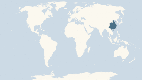 Map showing the distribution of the Muntjac deer taxa
