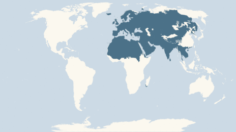 Map showing the distribution of the Pigeon taxa