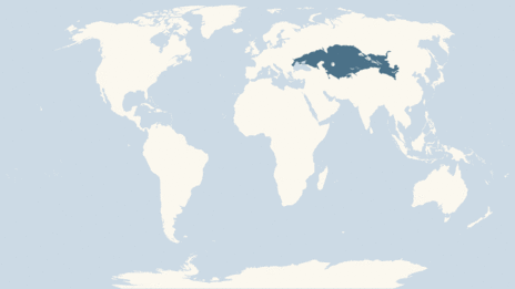 Map showing the distribution of the Saiga taxa