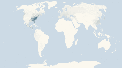 Map showing the distribution of the Salamanders taxa
