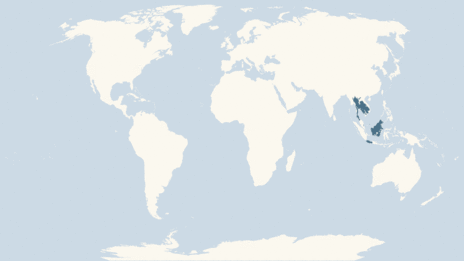 Map showing the distribution of the Siamese crocodile taxa