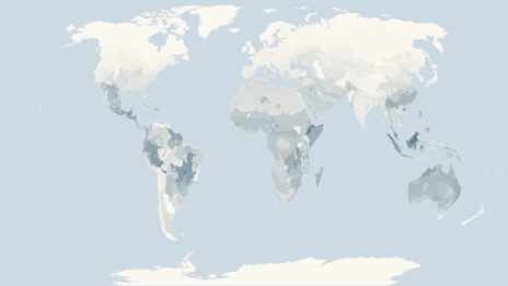 Map showing the distribution of the Scaled reptiles taxa