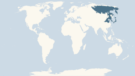 Map showing the distribution of the Steller's sea eagle taxa