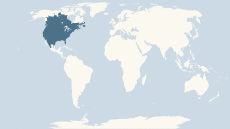 Map showing the distribution of the Striped Skunk taxa