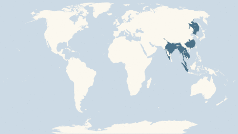 Map showing the distribution of the Tiger taxa