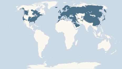 Map showing the distribution of the Wren taxa