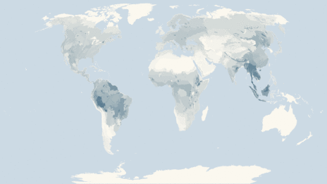 Map showing the distribution of the Woodpeckers taxa
