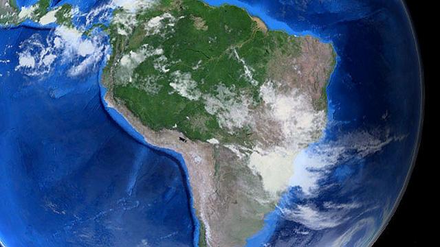 Photograph of Earth showing the location of the Neotropical ecozone