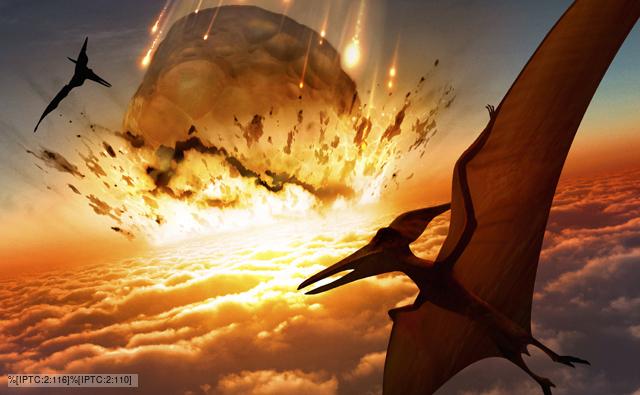 Flying reptiles near the point of impact of a large asteroid, this may have contributed to the extinction of the dinosaurs 