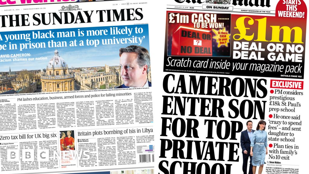 Newspapers Headlines David Cameron Education And The Eu Bbc News