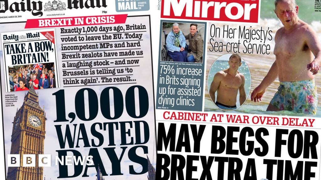 Newspaper Headlines Brexit Crisis And Prince Charles S Beach Body