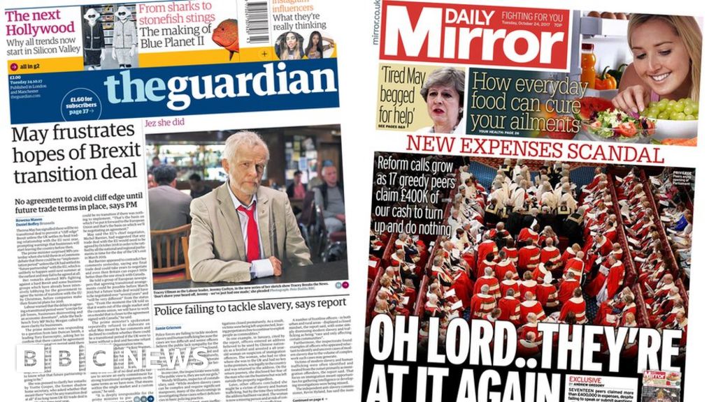 Newspaper Headlines Lords Expenses Scandal And Brexit Leaks Bbc News