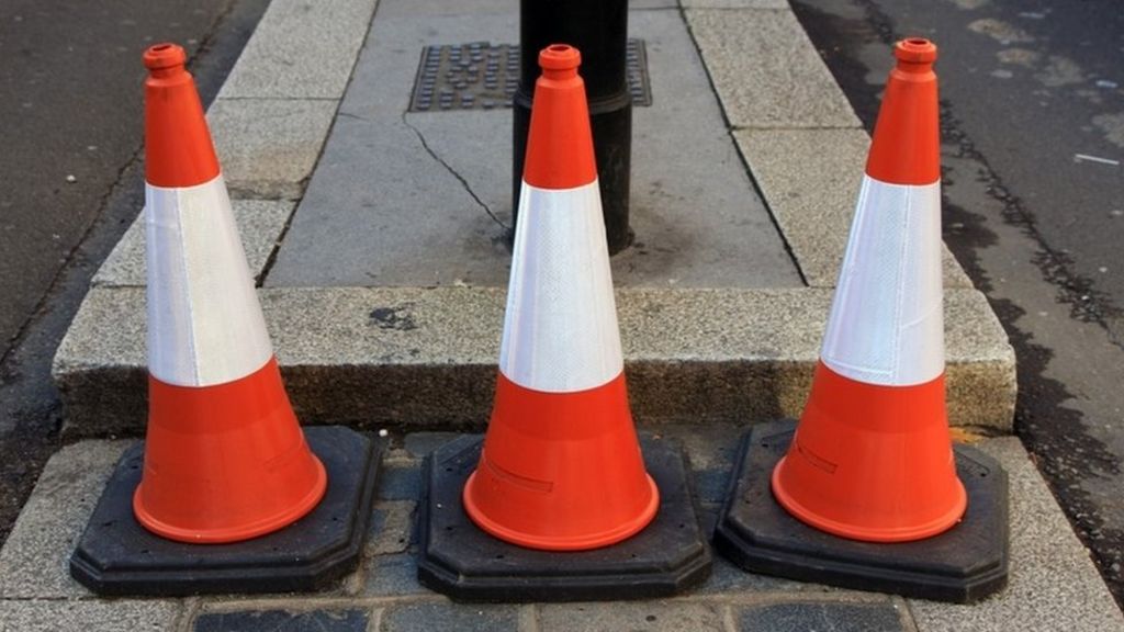 Flight delayed by jammed traffic cone