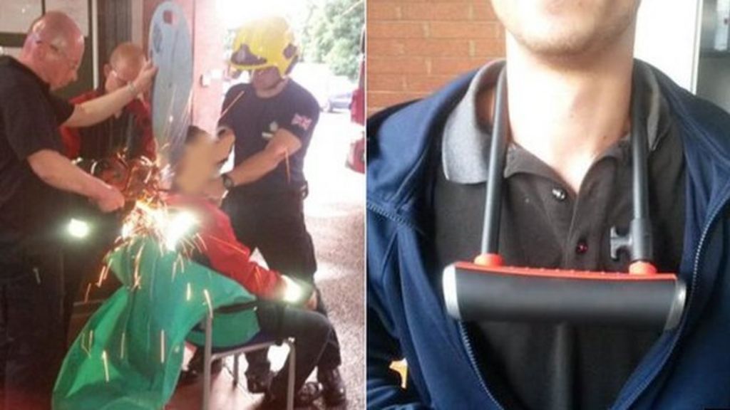 Coventry fire service frees man with bike lock round his neck - BBC News