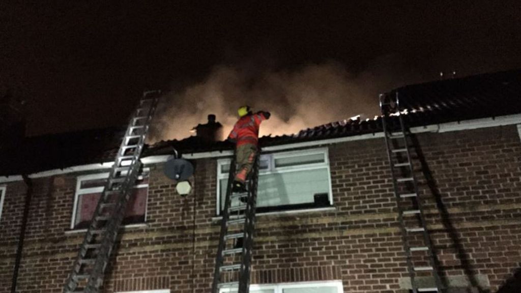 Two boys in hospital after cannabis roof fire in Swinton