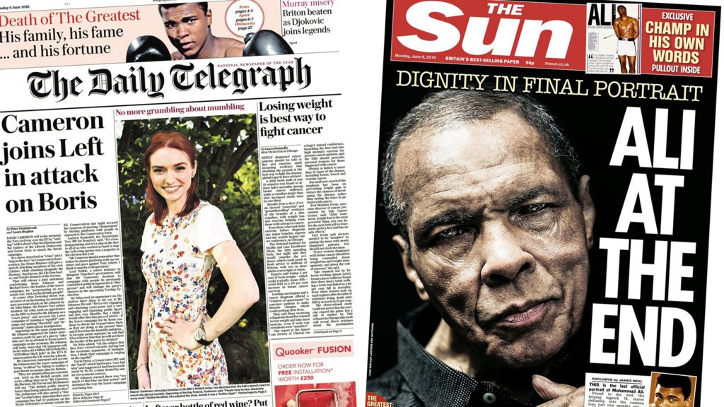 Newspaper Headlines Tory Civil War And Hero Muhammad Ali Bbc News