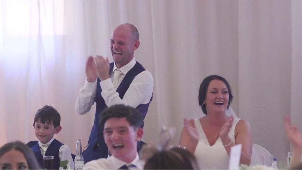 Best man's video stunt steals show at footballer's wedding